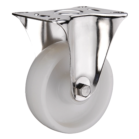 FCpn 93 SS - Большегрузное нейлоновое колесо 80*35мм (нерж.сталь, площ., непов., подш скольж.)