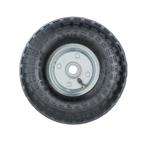 PR 1804-20 - Колесо для тачки / тележки пневматическое 3.50-4, диаметр 260 мм, ось 20 мм, металлический обод, симметричная ступица, шариковый подшипник