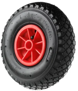 PR 1805-20 - Колесо для тачки / тележки пневматическое 3.00-4, диаметр 260 мм, ось 20 мм, пластиковый обод, симметричная ступица, втулка скольжения