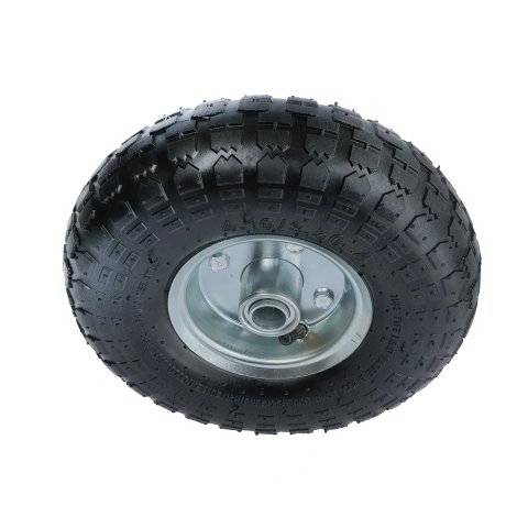 PR 1804-20 - Колесо для тачки / тележки пневматическое 3.50-4, диаметр 260 мм, ось 20 мм, металлический обод, симметричная ступица, шариковый подшипник