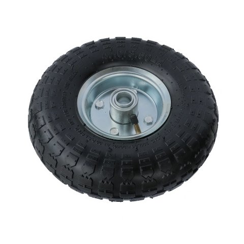 PR 1804-20 - Колесо для тачки / тележки пневматическое 3.50-4, диаметр 260 мм, ось 20 мм, металлический обод, симметричная ступица, шариковый подшипник